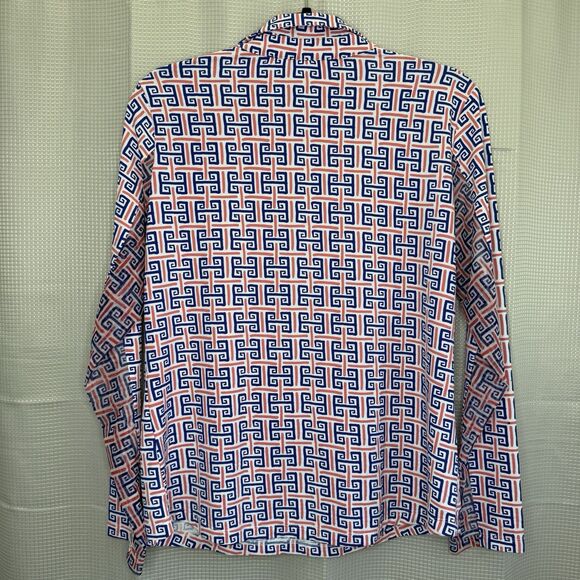 IBKUL Geo Key Long Sleeve Active Top Large Collared Quarter Zip Polo Golf Tennis - Picture 4 of 10